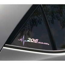 Peugeot 206 Yan Cam Sticker Oto Kapı 20 Cm X 7 Cm Renkli