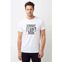 Pubg Straıght Outta Prıson Baskılı Beyaz Erkek Tshirt