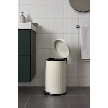 Vintage 16 Lt Yavaş Kapanır Kapaklı Ofis Mutfak Banyo Balkon Çöp Kovası Krem Krem