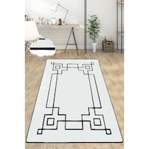 Square Ekru 140X190 Cm Modern Yıkanabilir Kaymaz Taban Halı