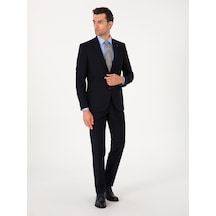 Cacharel Lacivert Slim Fit %100 Yün Mono Yaka Takım Elbise