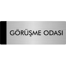 Metal Yönlendirme Levhası, Departman Kapı Isimliği Görüşme Odası 7x20 Cm Gümüş Renk