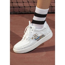 Kadın Vegan Deri Beyaz Sneakers - The Wise Owl Tasarım Çok Renkli