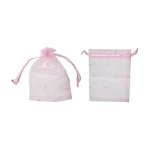 Kına Çerez Kesesi Organze Taşlı 9X12 Cm (50 Adet) Pembe N11.1630