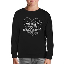Yazılı - Seyahat Siyah Çocuk Sweatshirt