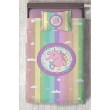 Mekta Home Bebek Ve Çocuk Odası Renkli Unicorn Desenli Yatak Örtüsü