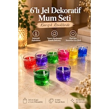 6 Lı Jel Dekoratif Mum Seti - Karışık Renklerde Çok Renkli