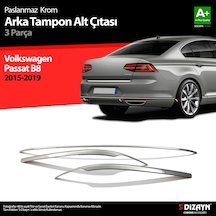 S-Dizayn Vw Passat B8 Krom Arka Tampon Alt Çıtası 3 Parça 2015 Üz