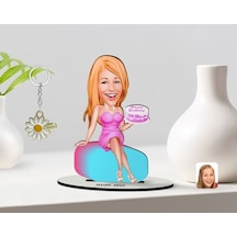 Kişiye Özel Kadın Doğum Günü Karikatürlü 3D Ahşap Biblo Ve Isimli (473842998)