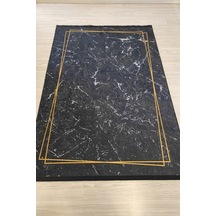 Siyah Gold Salon Halısı Mermer Desenli Siyah Mutfak Halısı