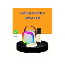 Hubrendy Tekno Çift Mikrofonlu Kompakt Karaoke Hoparlör Uzun Pil Ömrü