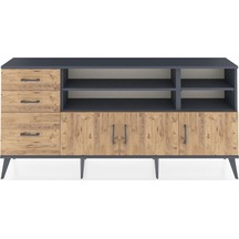 Arges Konsol 4 Raflı 3 Çekmeceli 3 Kapaklı 176x30x83 Antrasit-çam/çam Çam/çam