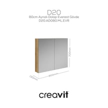 Creavit D20 80 Cm Everest Aynalı Dolap Melamin Gövde