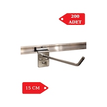 200 Adet 15 cm Kanallı Pano Kancası Raf Askısı Krom