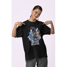 Sevbano Demon Slayer Kimetsu No Yaiba Baskılı Unisex Oversize Anime Dizi Siyah