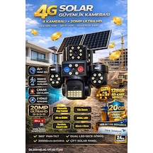 4 Lens 20mp Sim Kartlı Güneş Enerjili Güvenlik Kamerası 240gb İnternet Ve 128gb Sd Kart