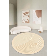 West Home Makinede Yıkanabilir Kaymaz Taban Leke Tutmaz Bej Yuvarlak Mutfak Halısı Ve Balkon Halısı Wh 581 Beige Yuvarlak