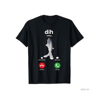 Flood Of Style Dih Komik Telefon Görüşmesi Memesi Diyor, Fih Balıkçılık Beyin Bozukluğu Tişörtü Erkekler Ve Siyah