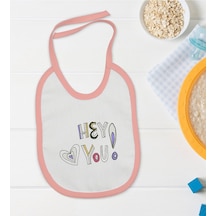 Bk Kids Hey You Tasarımlı Pembe Bebek Mama Önlüğü Pembe