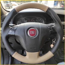 Fiat Linea Tuşlu Araca Özel Direksiyon Kılıfı Karbon Krem