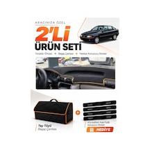 Opel Astra F Aırbagsız 1991-1997 Uyumlu Torpido Örtüsü + Tay Tüyü Çanta Seti - Siyah Kahverengi