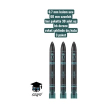 0.7 Mm Kalem Ucu 60 Mm Uzunluk Her Pakette 30 Adet Uç Hb Derece Roket Şeklinde Dış Kutu 3 Paket Çok Renkli