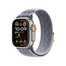 Ekılıf - Apple Uyumlu  Watch Ultra 49mm - Kordon Hasır Kordon Strap Kayış - Krd-91 - Gri-mavi - T29183