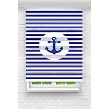 Perdecizade Enxboy Mavi Dümenli Dijital Baskılı Zebra Perde-cocuk Odası-stor Perde Renkli