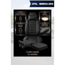 Opel Meriva 2016 Uyumlu Siyah Renk Premium Lüks 2 Adet Minder Ve Yastık