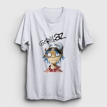 Presmono Unisex 2d Gorillaz T-shirt Beyaz