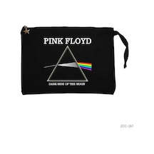 Zepplin Giyim Pink Floyd Dark Side Siyah Clutch Astarlı Cüzdan / El Çantası