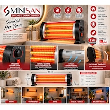 Minisan Dp 1200 Q 1200W 3 Camlı Quartz Elektrikli Isıtıcı