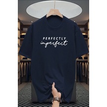 Pamuklu Perfectly Baskılı Oversize T-shirt Lacivert