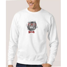 Hipster Cat Vector Cheerful Fashionable Baskılı Erkek Sweat (534623245)