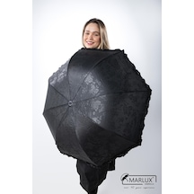 Marlux Siyah Tam Bombeli Gizli Çiçek Desenli Kadın Şemsiye M21mar246syh - Kadın