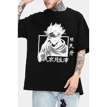 Unisex Hoodie Baskılı T-shirt Siyah
