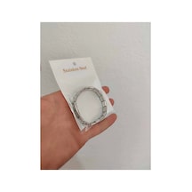 Unisex Italyan Charm Gümüş Esnek Çelik Bileklik Üzeri Yazılıdır Gümüş
