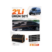Ford Transit Tip 2 2020-2025 Uyumlu Torpido Örtüsü + Deri Çanta + Sticker - Siyah Kahverengi