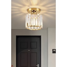 Glowix Kristal Taşlı Plofonyer Tekli Avize - Modern Tekli Kristal Taşlı Avize Gold
