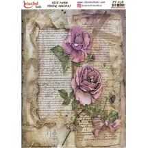 Pirinç Dekopaj Kağıdı 30x42cm Pt-038 Yazı Ve Çiçekler