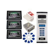 3 Daire Nts 2015-s 7'' Görüntülü Diafon Siyah-8004 Tuş Takımlı Şifreli+geçişli Zil Panelli Set