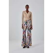 Mizalle Renkli Zebra Pantolon Çok Renkli