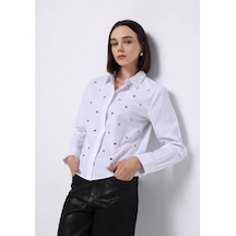 Colin's Colins Regular Fit Shirt Neck Düz Kadın Beyaz Uzun Kol Gömlek Cl1075572 Q1.v1 Wht Beyaz