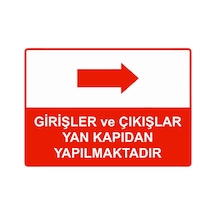 Girişler Ve Çıkışlar Yan Kapıdan Yapılmaktadır İsg Uyarı Levhası Pvc A5 15x21 Cm