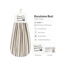 Nakış Detaylı Askılı Kurulama Bezi 40x60 Cm Çizgili Mutfak Havlusu Siyah
