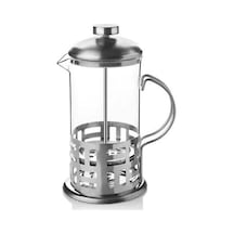 French Press Filtre Kahve Demliği  350 ML Bitki Çayı Demlik Gri