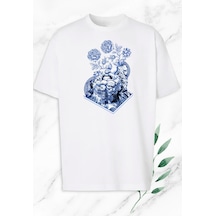 Flood Of Style Unisex Beyaz Oversize Mitoloj Zeus Heykel Baskılı T-shirt