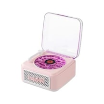Nostaljik Mini Plak Görünümlü Bluetooth Hoparlör, Pembe