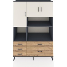 Kronos Dolap 8 Raflı 5 Çekmeceli 3 Kapaklı 132x59x195 Antrasit-aytaşı/çam Aytası/atlas Çam