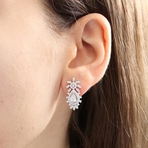Effective Diamond Bereket Damlası Işıltılı Gümüş Küpe